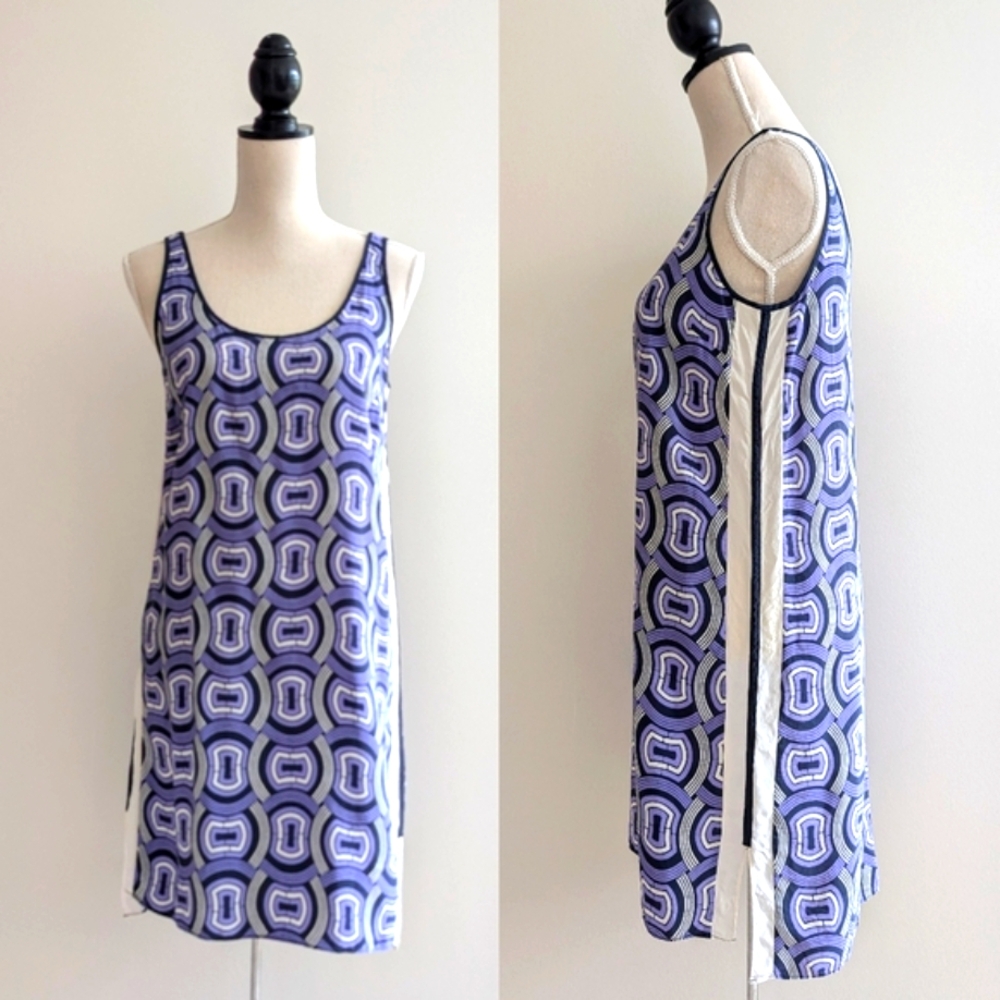 Club Monaco Silk Geometric Pattern Tank Dress